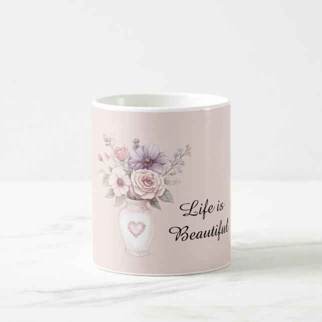 Mug Vase de fleurs roses violettes (Centre)