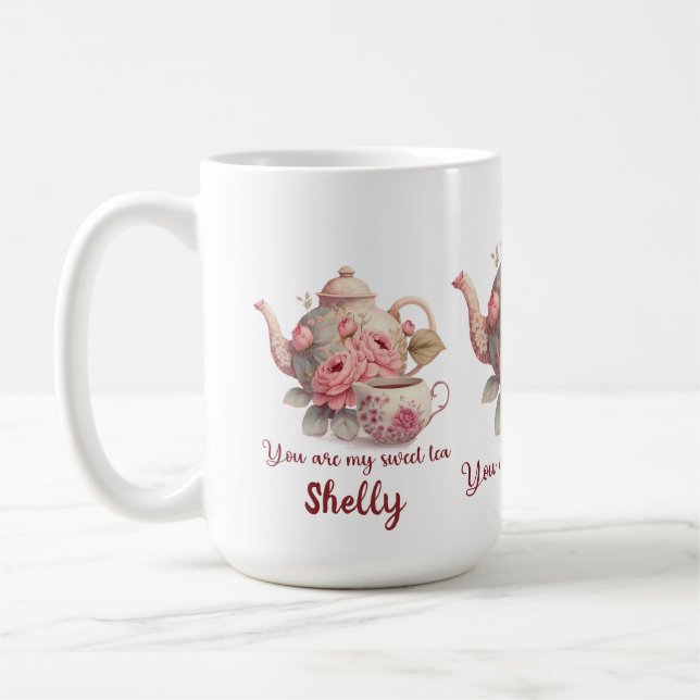 Mug Vase De Thé Doux Avec De Belles Pink Floral (Gauche)