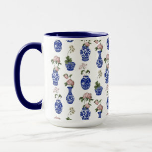 Mug Vases et fleurs bleus de chinoiserie
