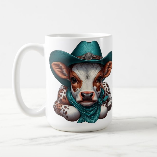 Mug Veau adorable en Cowboy Casquette et Bandana (Gauche)