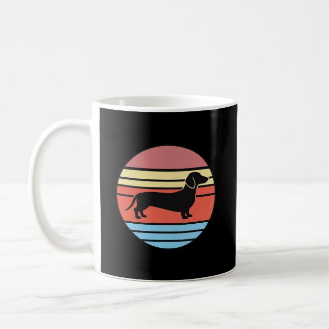 Mug Vecteur de coucher de soleil rétro teckel (Gauche)