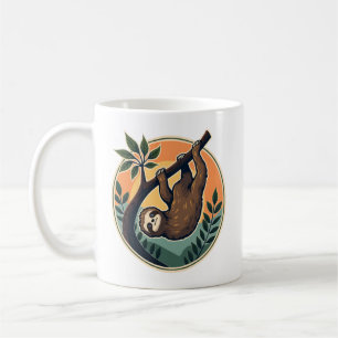 Mug Vecteur de paresseux vintage Badge rétro faune 2