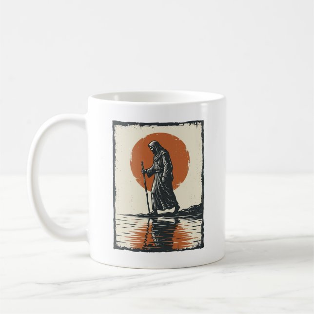 Mug Vecteur de réflexion de silhouette de marche au co (Gauche)