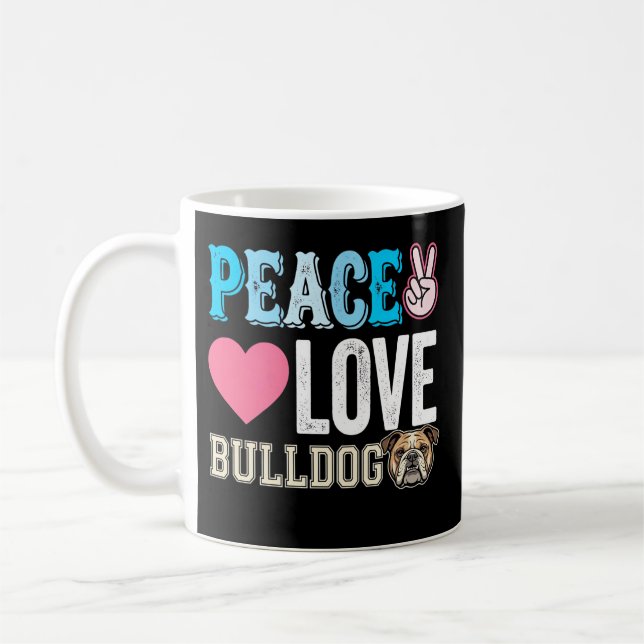 Mug Vecteur Peace Love Bouledogue (Gauche)