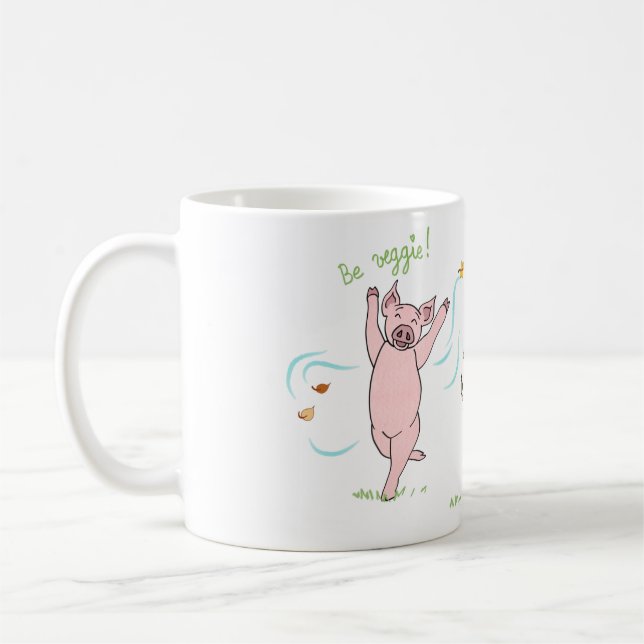 Mug vegan, cochon, vache et mouton : Be veggie ! (Gauche)