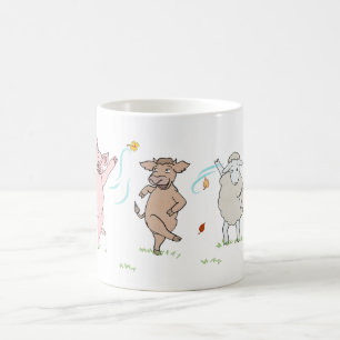 Mug vegan, cochon, vache et mouton qui dansent