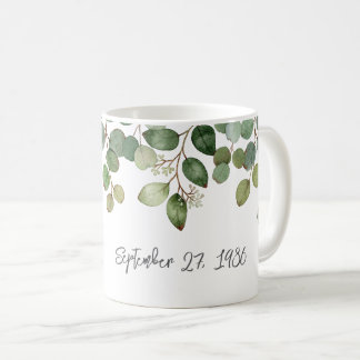 Mug Végétation de mariage DATE Moderne Vert Blanc Noir