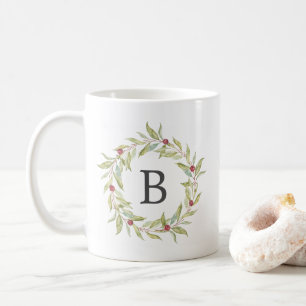 Mug Végétation hivernale Berries Monogramme de couronn