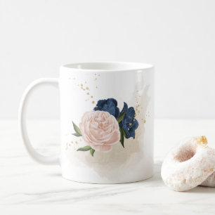 Mug végétation marine et fleurs roses rousses