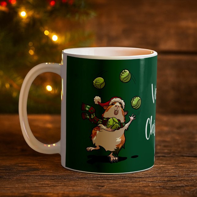 Mug Véguin Noël ! Pig de Guinée Xmas Jongler des gerbe (Créateur téléchargé)