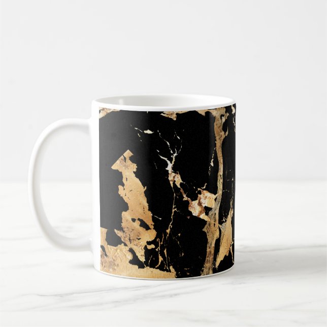 Mug Veines d'or sur le marbre noir-Abstrait texture de (Gauche)