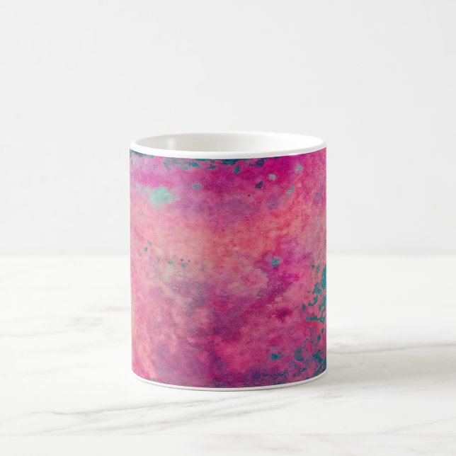 Mug “Vélin Éthéré” – Abstrait Bleu Sarcelle Rose    (Centre)