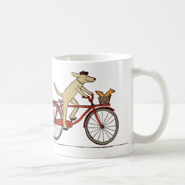 Mug Vélo à chiens avec écureuil - Art animal mignon (Droite)