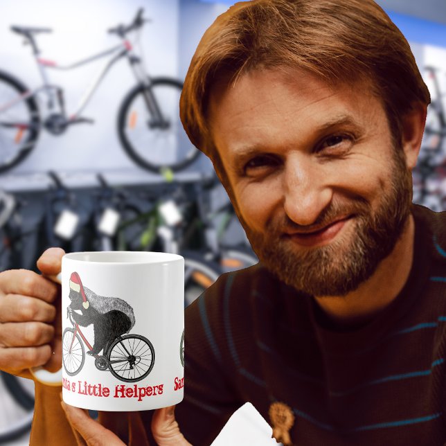 Mug Vélo Blaireau Honey Fun Citation Festive Badass (Christmas bicycle cycling honey badger funny santa quote and badass animal cyclist  coffee mug)