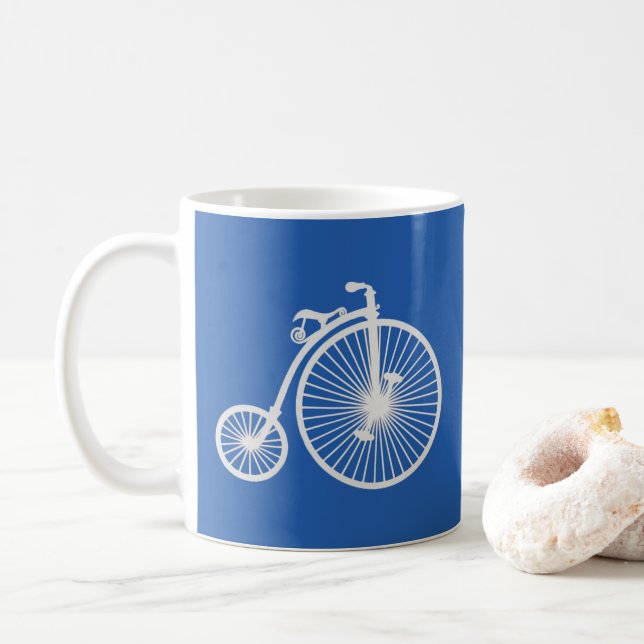 Mug Vélo blanc vintage sur bleu (Avec donut)