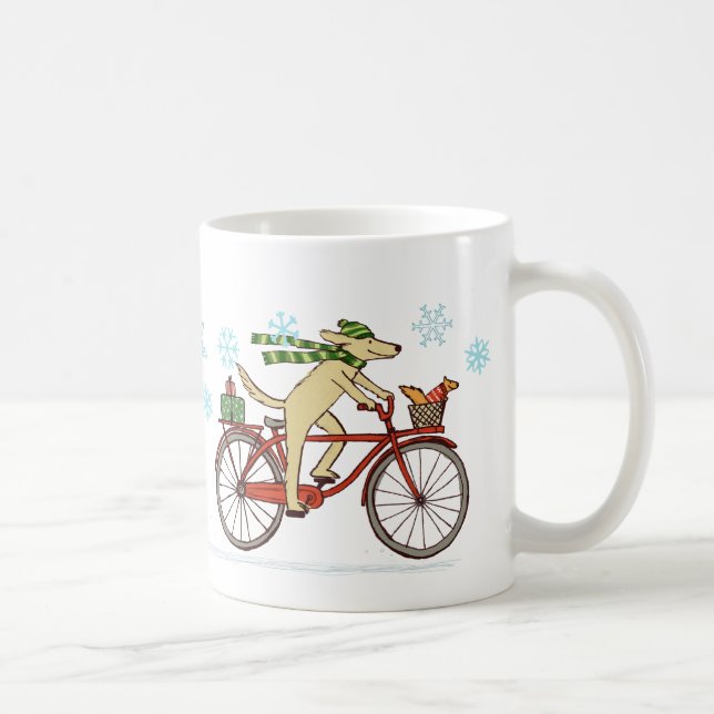 Mug Vélo d'équitation de chien avec mignon écureuil va (Droite)
