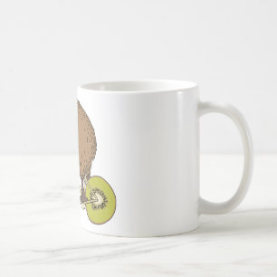 Mug Vélo d'équitation de kiwi avec des roues de kiwi