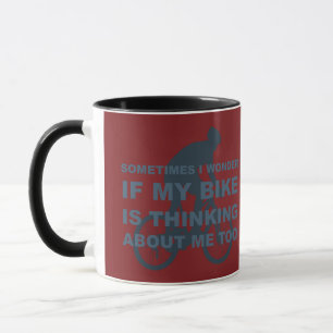Mug Vélo drôle pensant au rouge bleu de citation