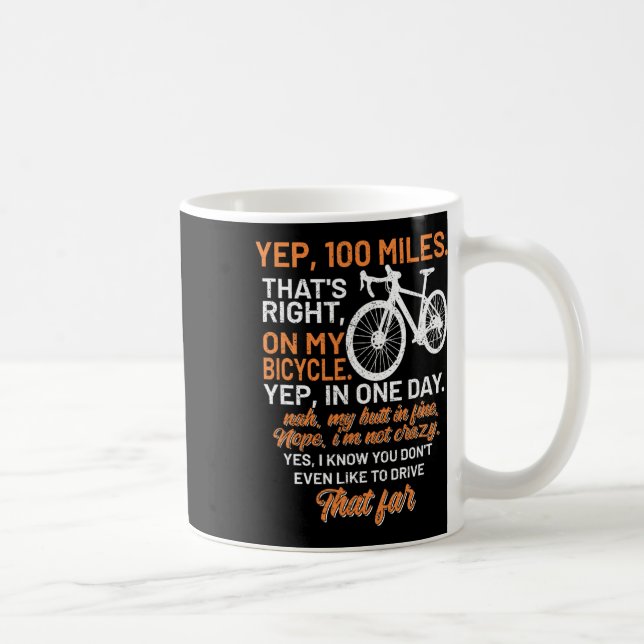 Mug Vélo Faq Yep 100 Miles Triathlon Descente Cycle (Droite)