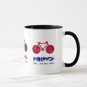 Mug vélo rouge et bleu personnalisé