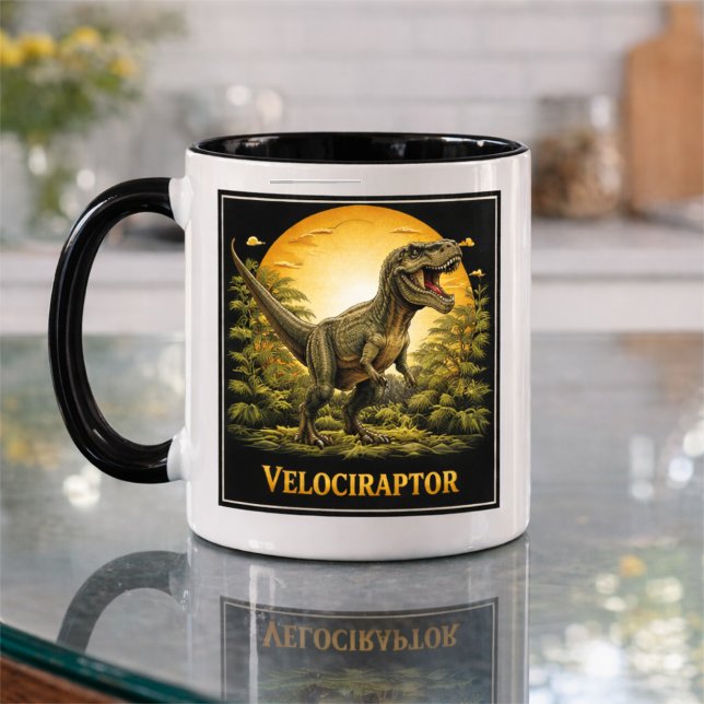 Mug Velociraptor Dinosaur Prehistoric Moon (Créateur téléchargé)