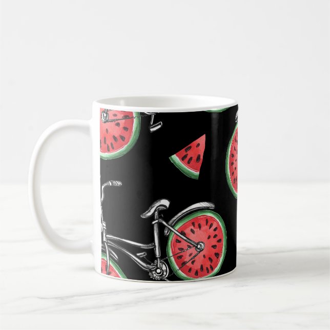 Mug Vélos à roue de pastèque, motif d'été. (Gauche)