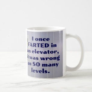 Mug Vendu dans un ascenseur, FART JOKE, DAD JOKE