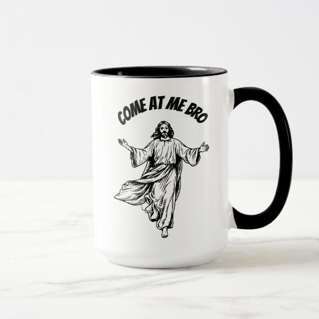 Mug Venez Chez Moi Bro Funny Jesus Christian Bible Caf (Droite)