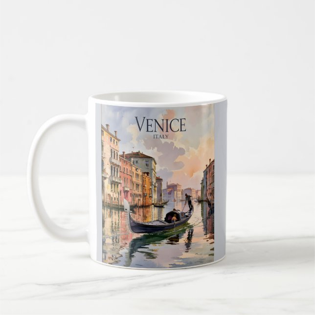Mug Venice Gondola Ride Watercolor Canal Colorful (Gauche)