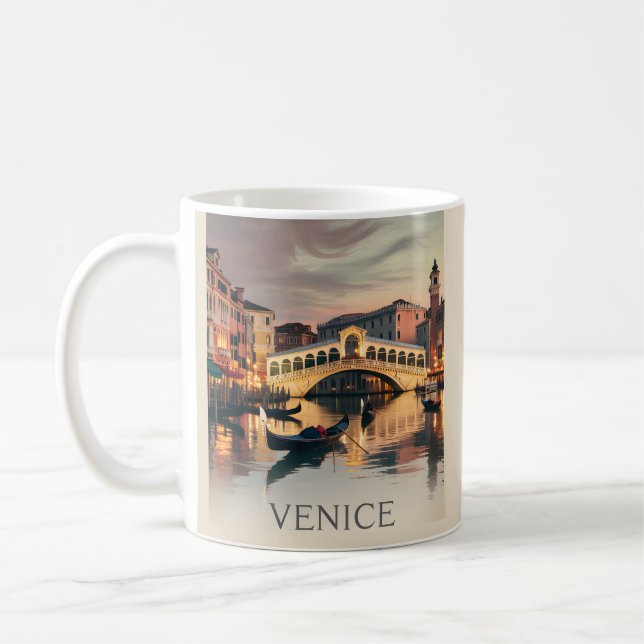 Mug Venice Italy Vacation Canal Bridge Twilight Retro (Gauche)