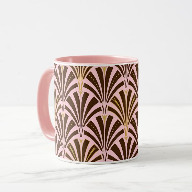 Mug Ventilateur Art déco motif - chocolat rose (Devant gauche)