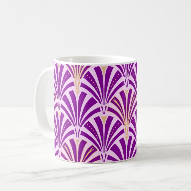 Mug Ventilateur Art Déco motif - violet et orchidée (Devant gauche)
