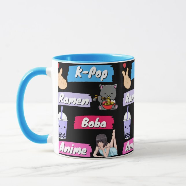 Mug Ventilateur de culture K-Pop, Ramen, Boba et Anime (Gauche)