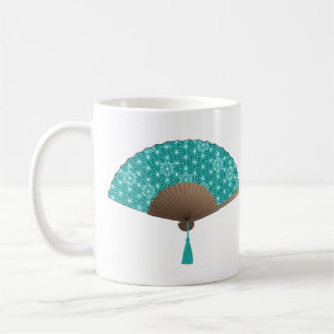 Mug Ventilateur japonais en Asanoha motif, Turquoise