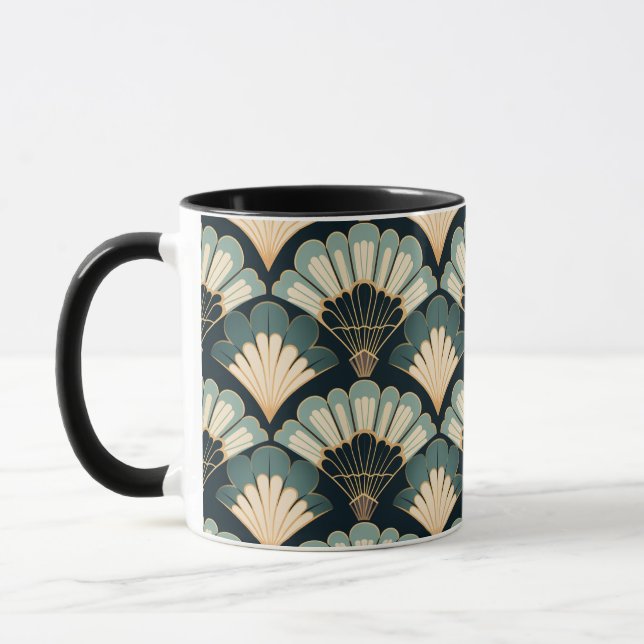 Mug Ventilateur Turquoise et beige d'inspiration japon (Gauche)