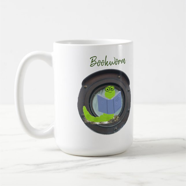 Mug Ver de livre dans un hublot (Gauche)