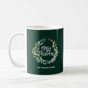 Mug verdure hiver couleur couronne noël