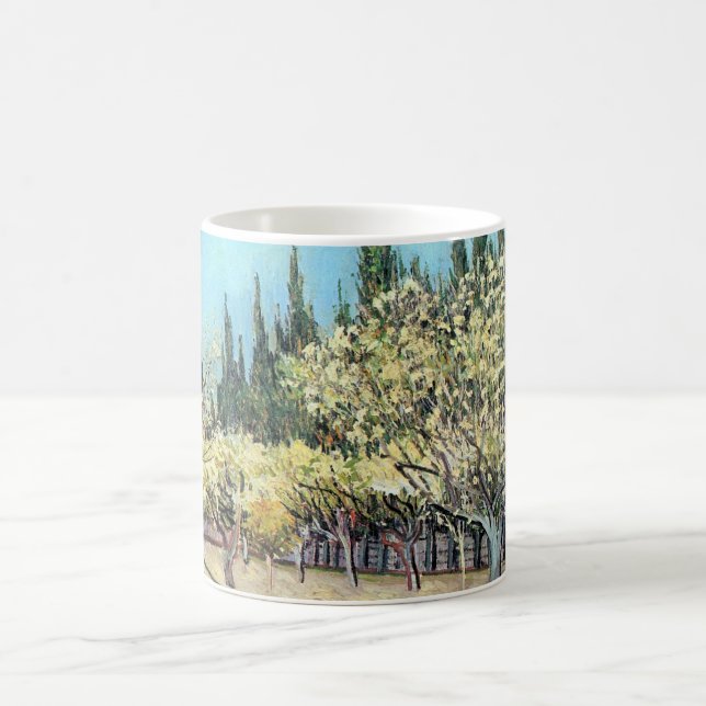 Mug Verger en fleurs de Van Gogh bordé de cyprès (Centre)