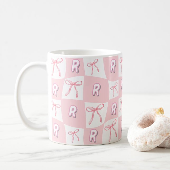 Mug Vérificateur initial de la mâchoire rose (Avec donut)