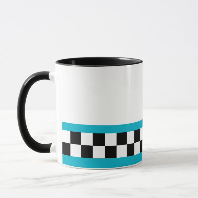 Mug Vérificateurs rétro turquoises rayés (Gauche)