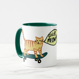 Mug Vérifier Meowt Punny Skateboard Tabby Cat