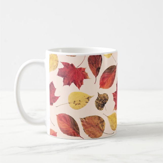 Mug Véritable photo feuille, unique motif sans couture (Gauche)