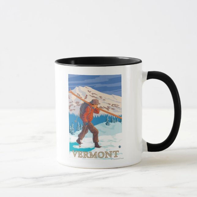 Mug VermontSkier transportant des skis (Droite)