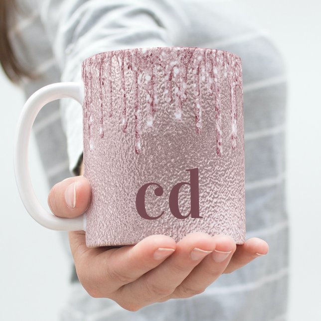 Mug Vernis roses monogramme personnalisé (Créateur téléchargé)