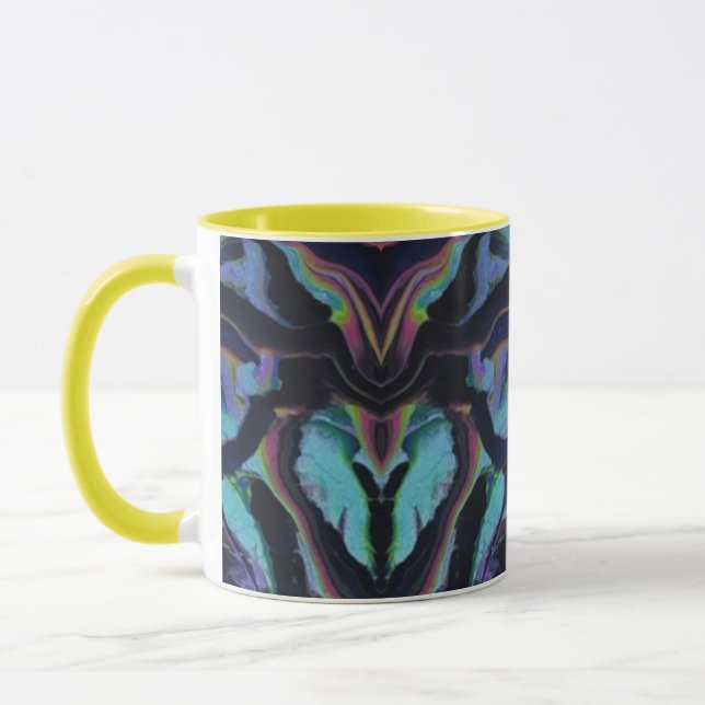 Mug Verre Abstrait de Coulée Acrylique Néon Luminescen (Gauche)