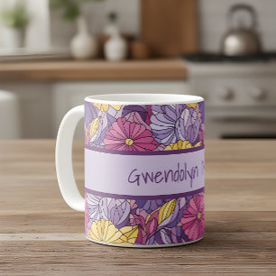 Mug Verre Cathédrale Abstrait Violet Jaune Rose