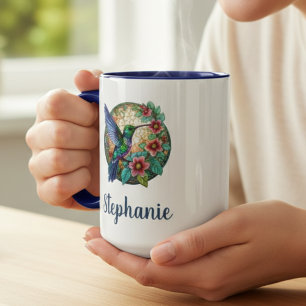 Mug Verre coloré floral de colibri