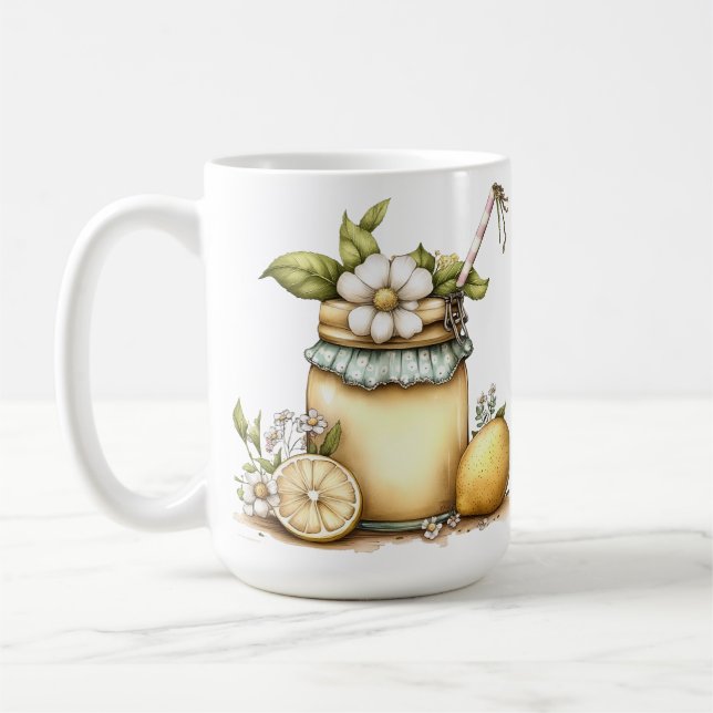 MUG VERRE PASTEL DE CITRONNÉE ET FLEURS (Gauche)