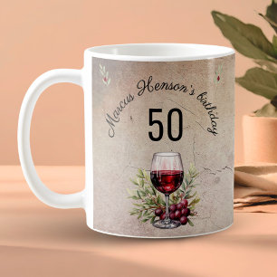 Mug Verre rouge Olive Aquarelle 50e anniversaire
