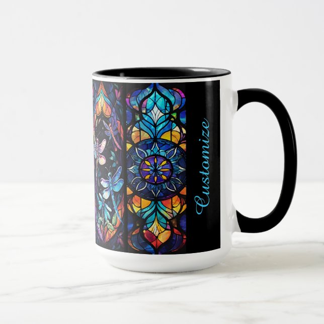 Mug Verre teinté personnalisé et libellules (Droite)